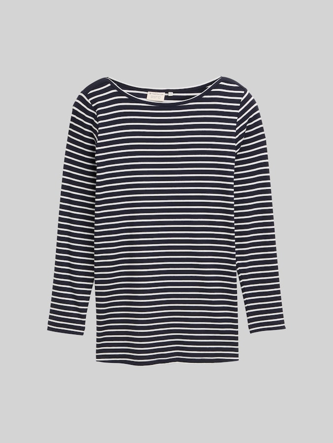 Plus Size - Langarmshirt mit Streifenmuster von Women Plus Size, navy offwhite tee stripe