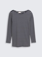 Plus Size - Long-sleeved shirt with striped pattern - navy offwhite tee stripe - Front product view