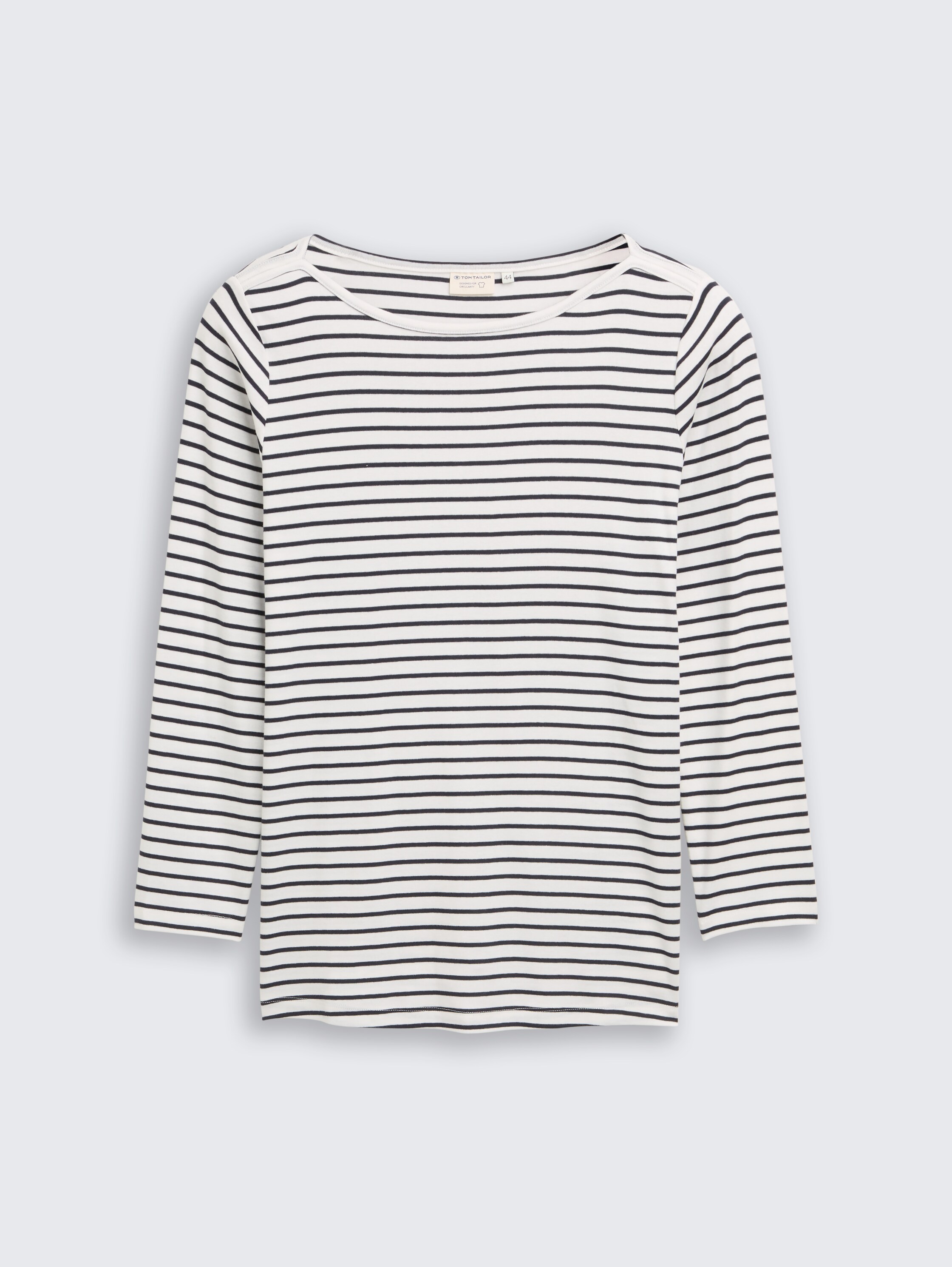 Plus Size - Langarmshirt mit Streifenmuster - offwhite_navy_tee_stripe - 