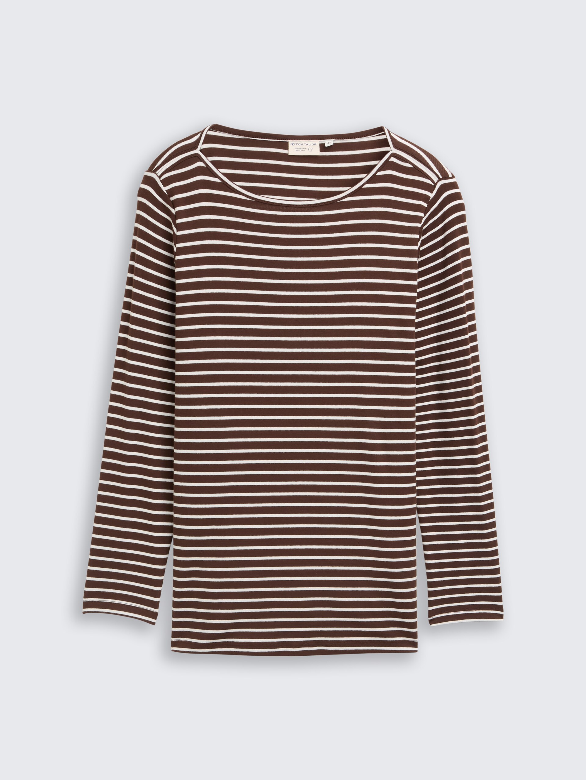 Plus Size - Langarmshirt mit Streifenmuster - brown offwhite tee stripe - Vorder-Produkt-Ansicht