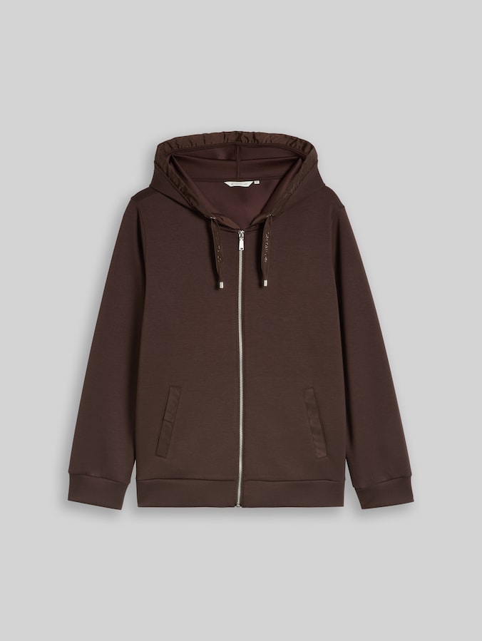 Plus Size - Hoodie Sweatjacke aus Scuba von Women Plus Size, java dark brown