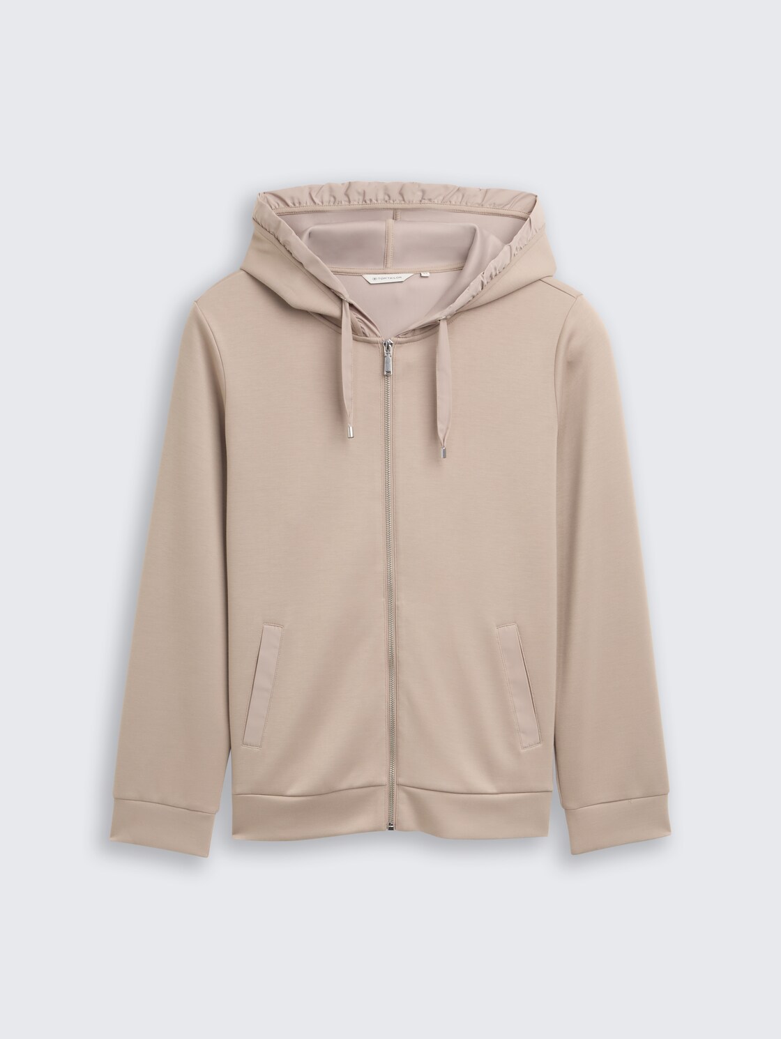 Plus Size - Hoodie Sweatjacke aus Scuba - soft taupe grey - Vorder-Produkt-Ansicht
