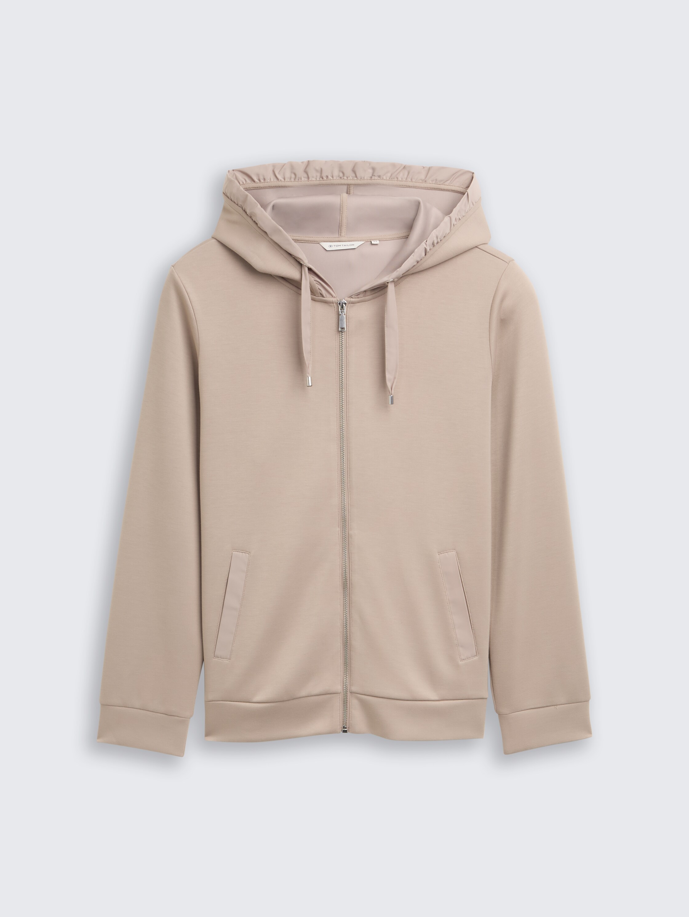 Plus Size - Hoodie Sweatjacke aus Scuba - soft_taupe_grey - 