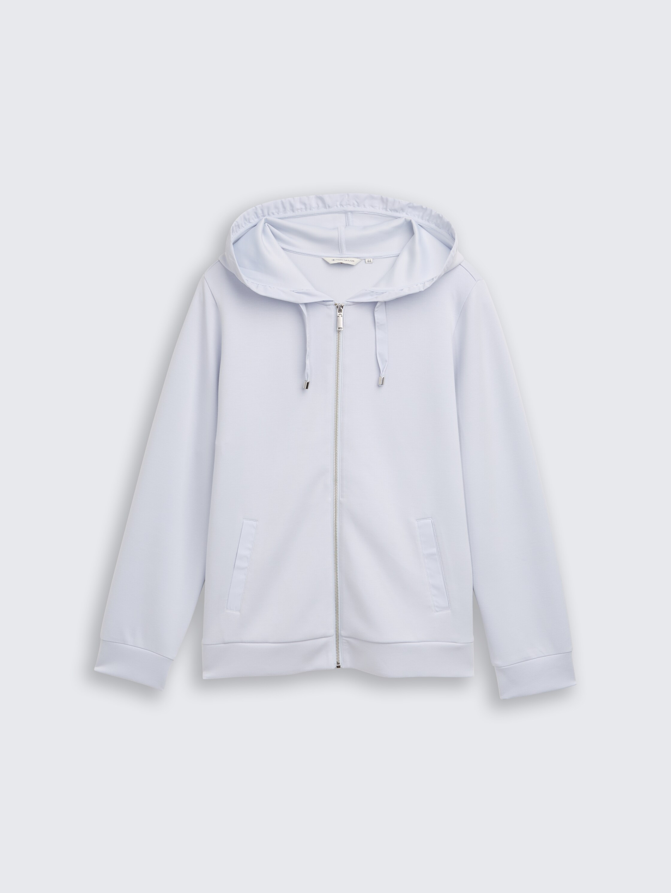 Plus Size - Hoodie Sweatjacke aus Scuba - soft dusty blue - Vorder-Produkt-Ansicht