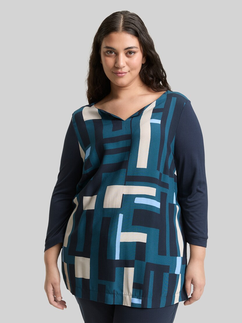 Plus Size - Langarmshirt im Material-Mix von Women Plus Size, Lunar Eclipse