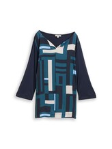 Ausgewählt, Plus Size - Langarmshirt im Material-Mix von Tom Tailor, blau