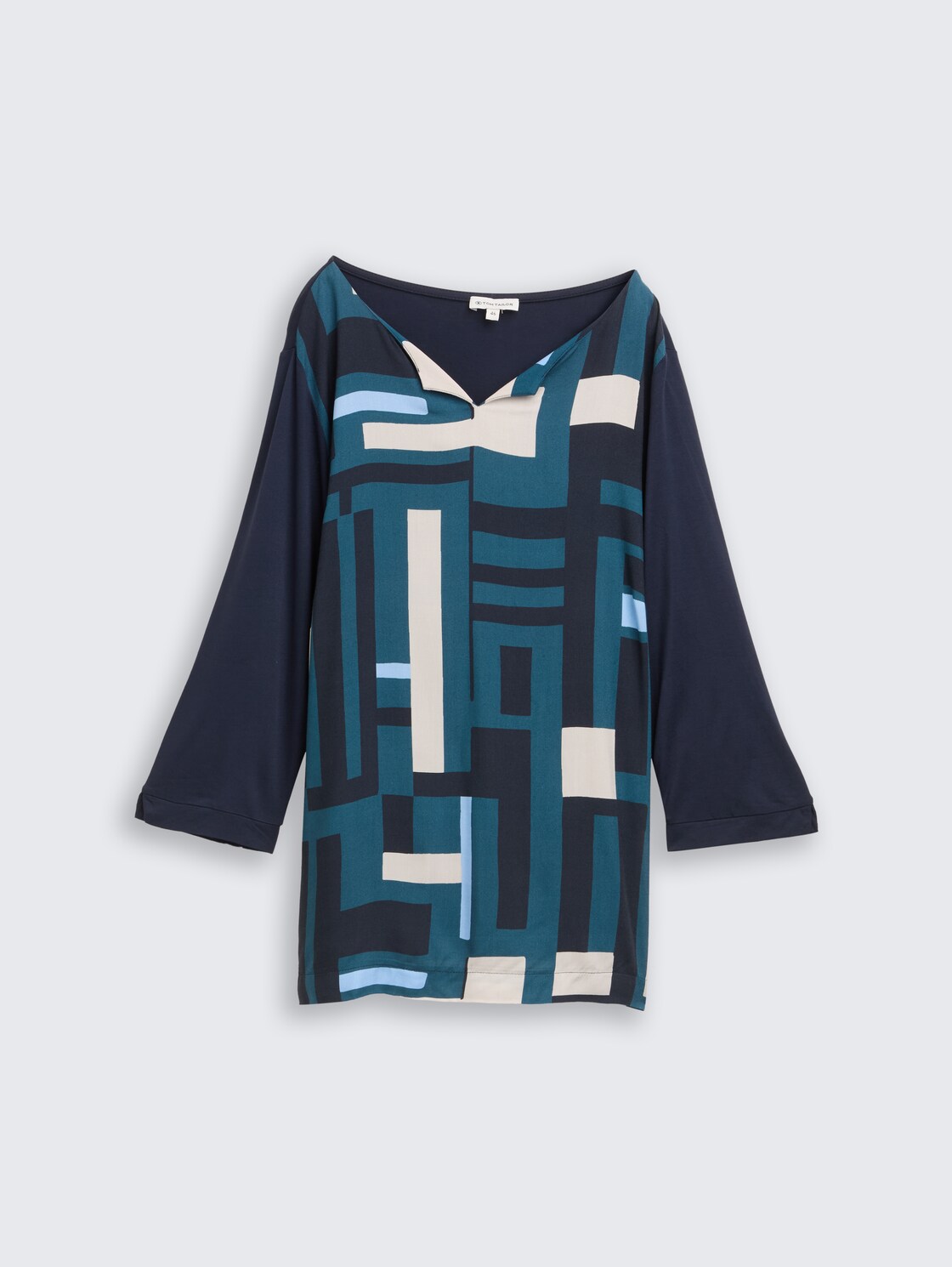 Plus Size - Langarmshirt im Material-Mix - Lunar Eclipse - Vorder-Produkt-Ansicht