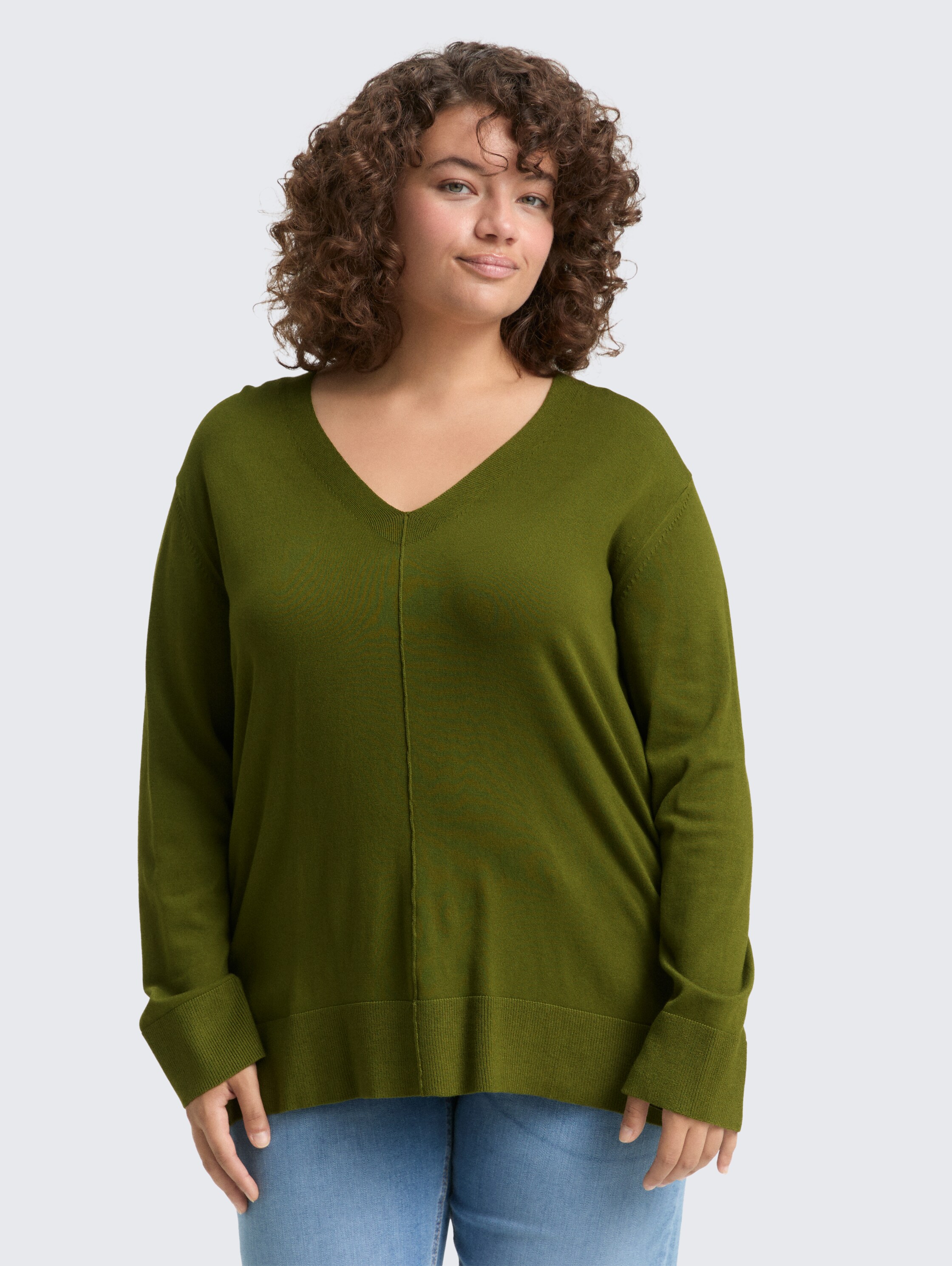 Plus Size - Loose Fit Strickpullover - deep_ivy_green - 