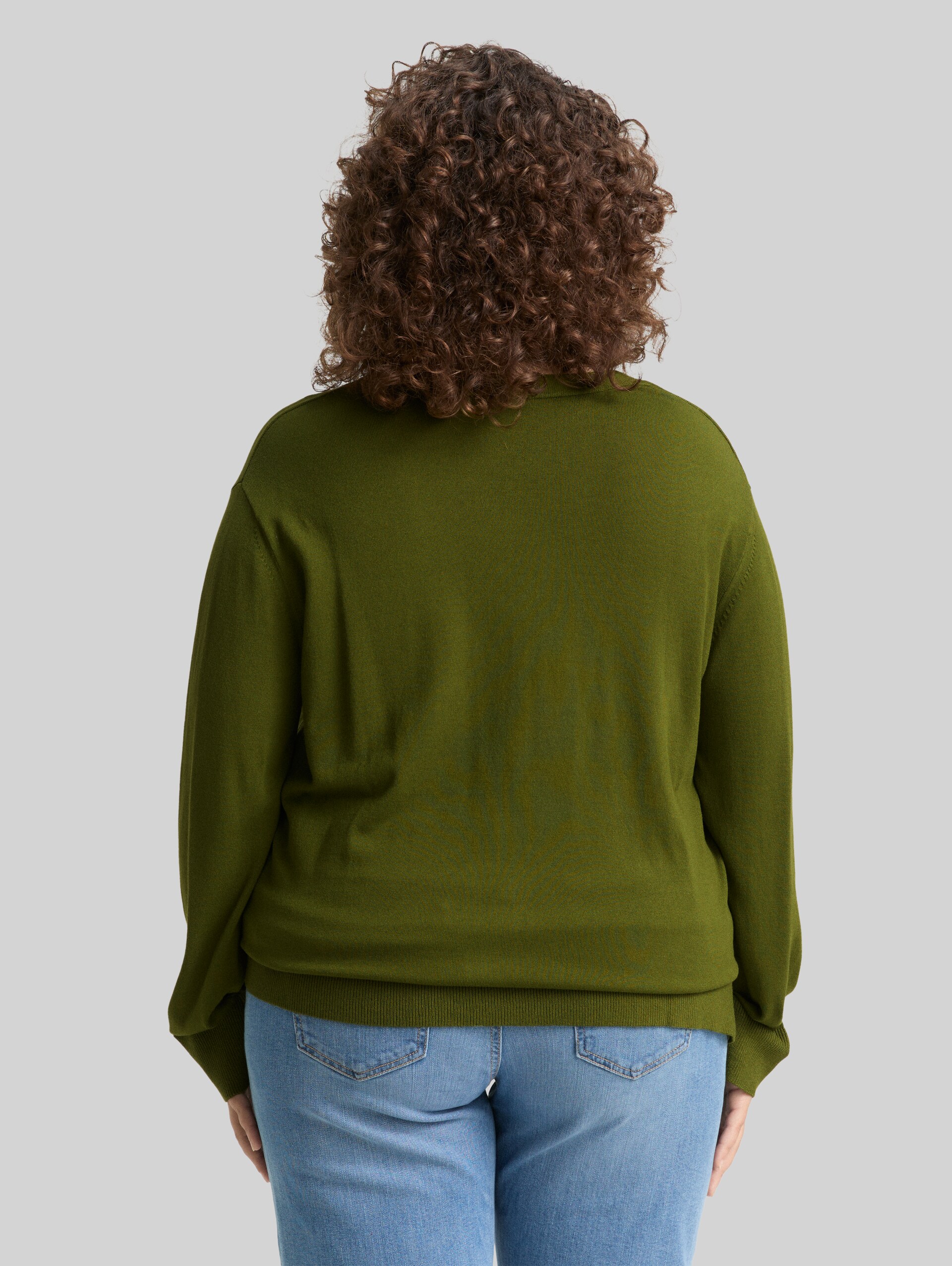 Plus Size - Loose Fit Strickpullover - deep ivy green