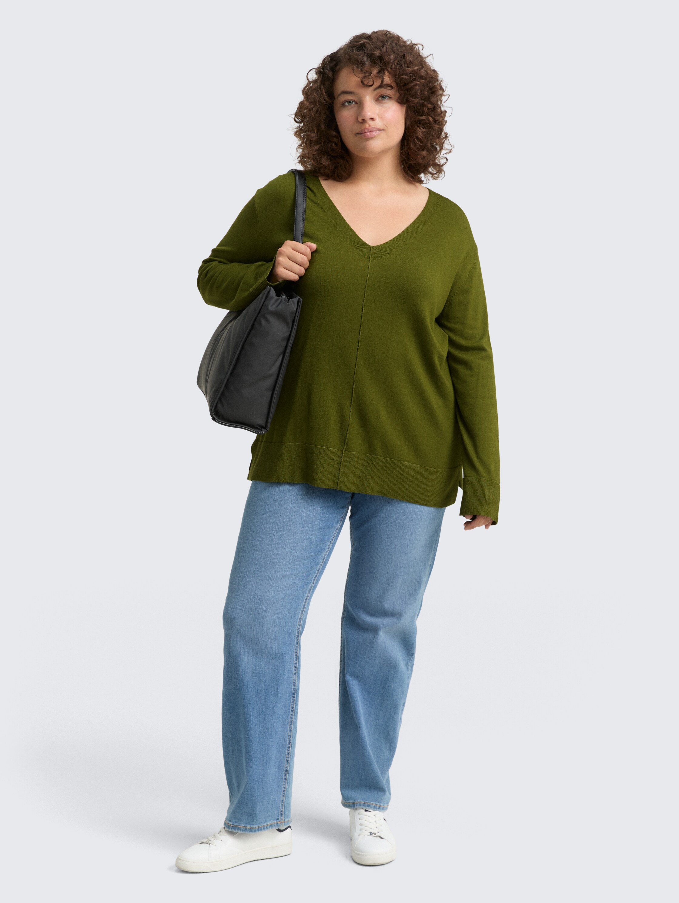 Plus Size - Loose Fit Strickpullover - deep_ivy_green - 