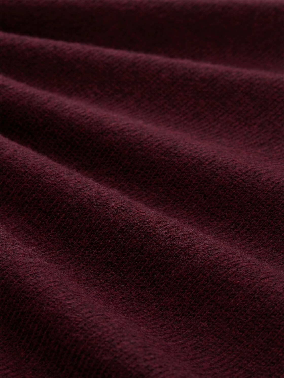 Plus Size - Loose Fit Strickpullover mit Stehkragen - Dark Red Mélange - Material-Ansicht