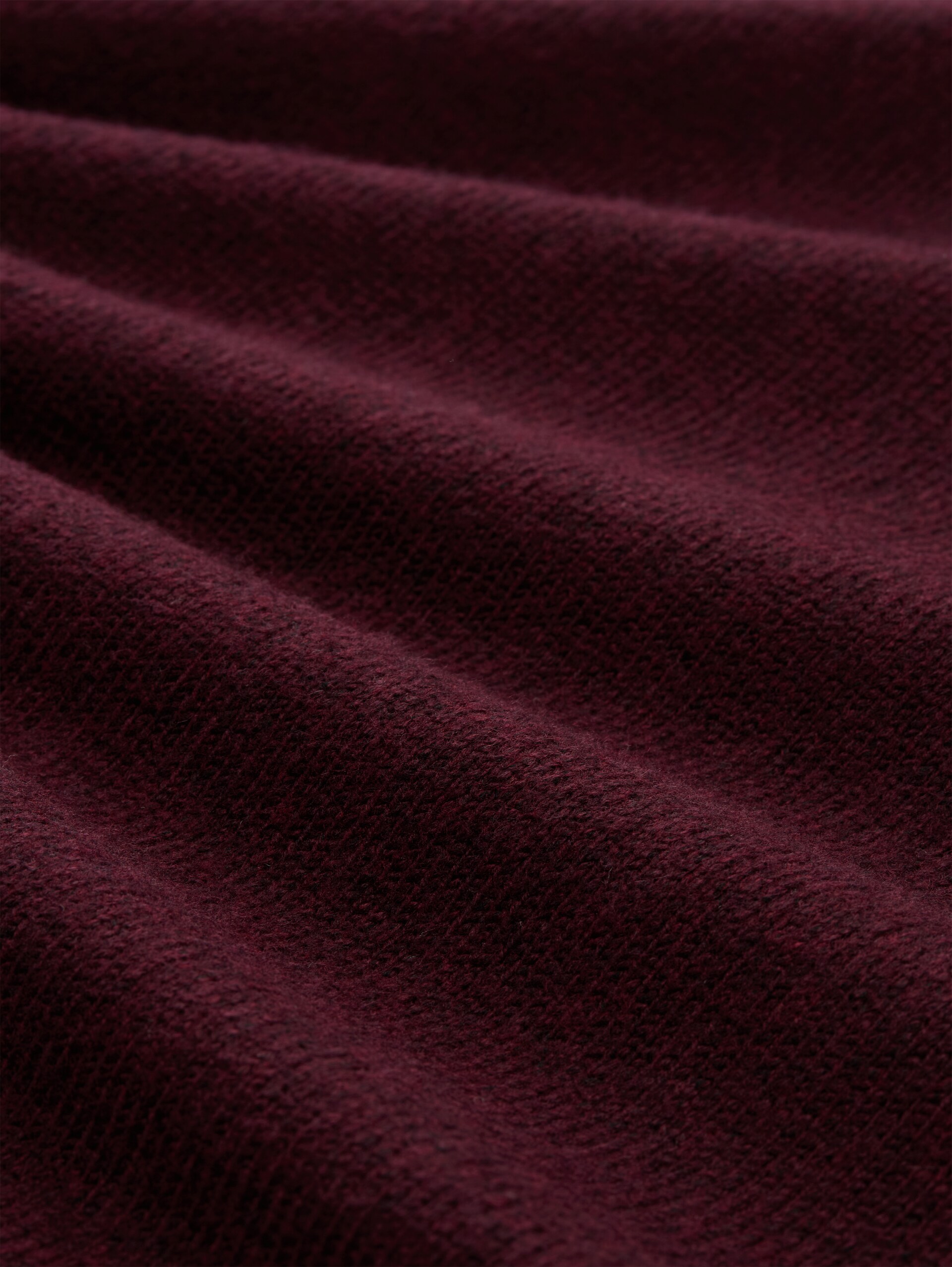 Plus Size - Loose Fit Strickpullover mit Stehkragen - Dark Red Mélange - Material-Ansicht