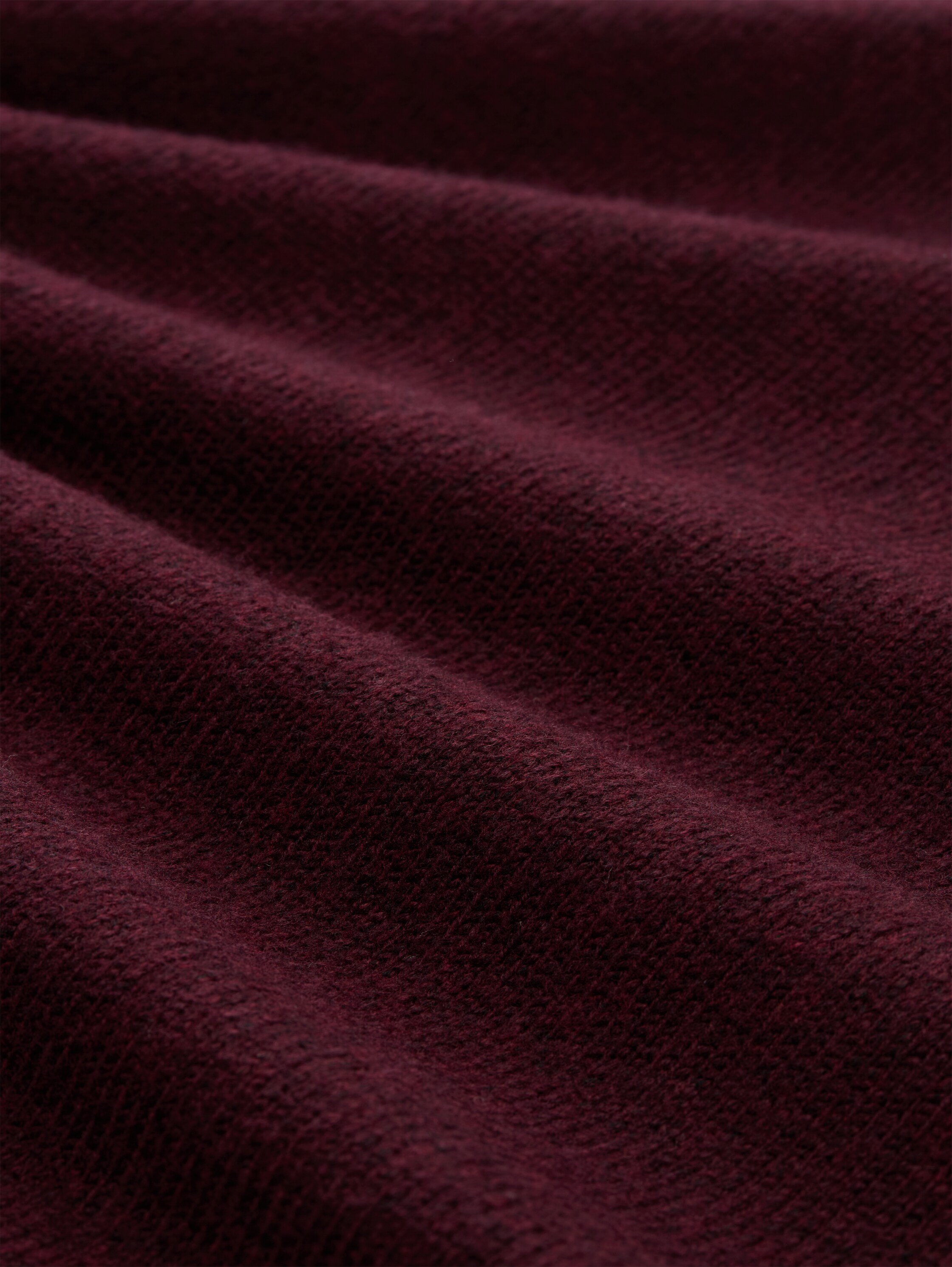 Plus Size - Loose Fit Strickpullover mit Stehkragen - Dark Red Mélange - Material-Ansicht