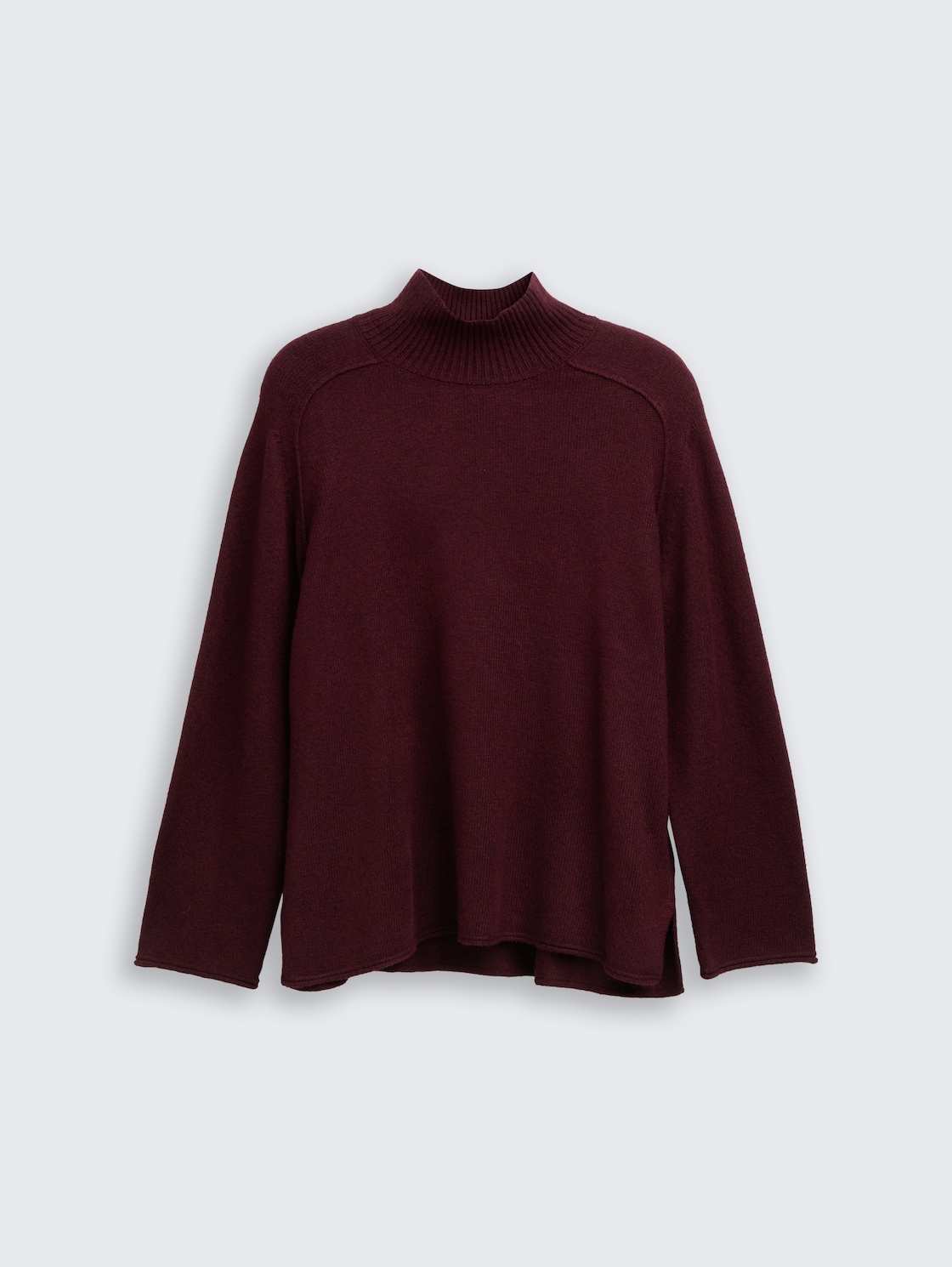 Plus Size - Loose Fit Strickpullover mit Stehkragen - Dark Red Mélange