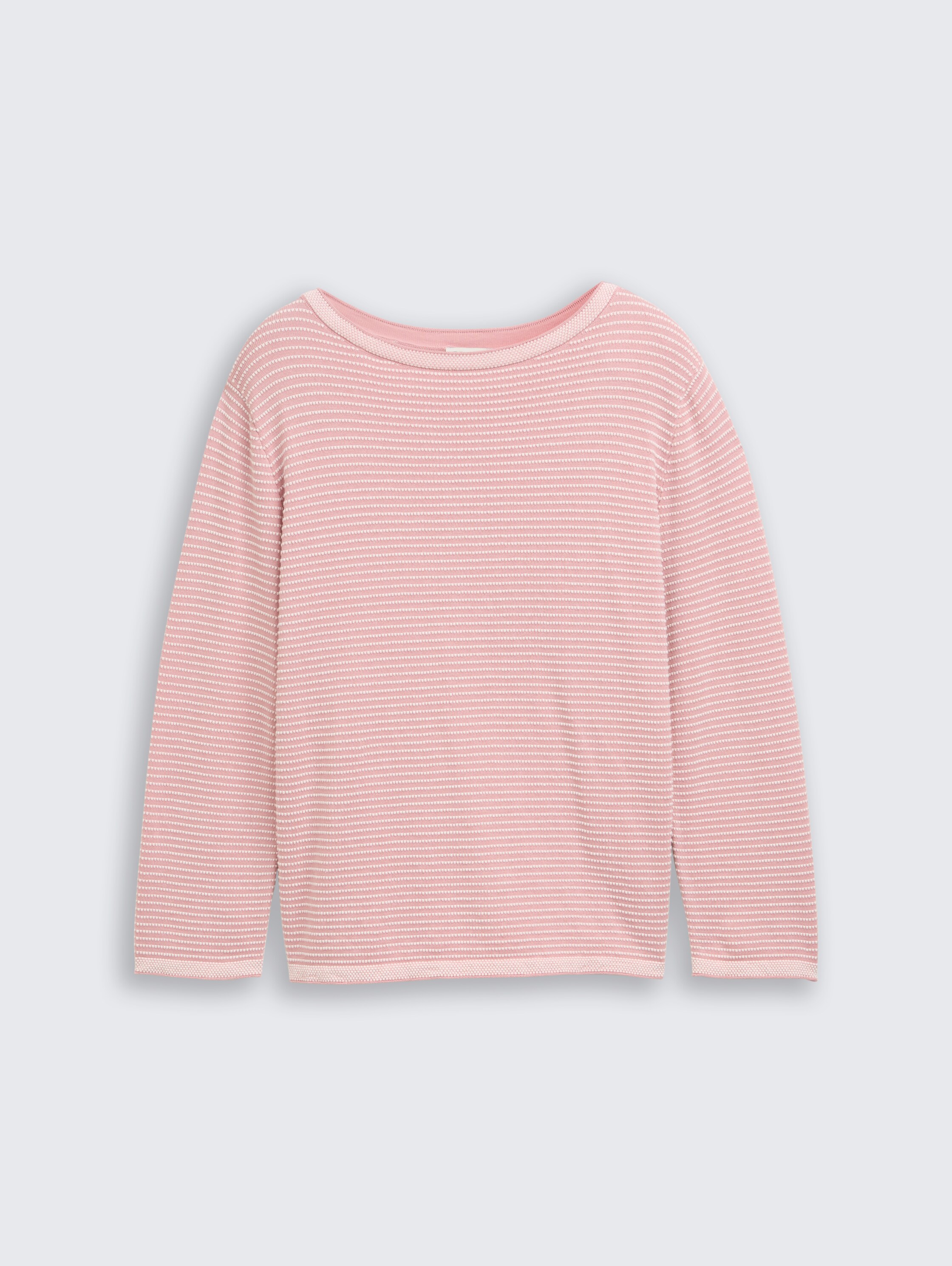 Plus Size - Strickpullover mit U-Boot-Ausschnitt - rose bubble knit stripe