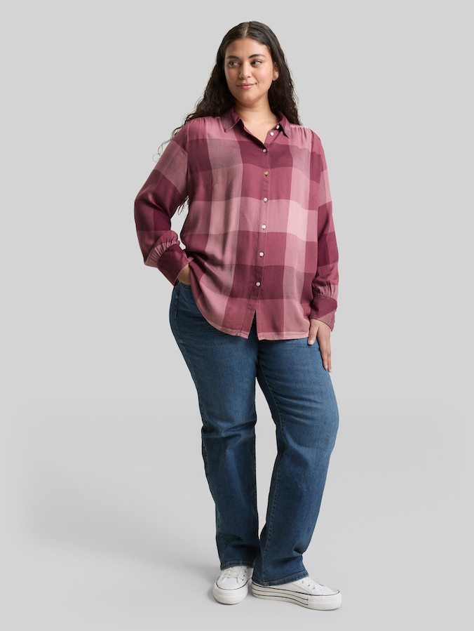 Plus Size - Chemise à carreaux par Women Plus Size, berry rose check