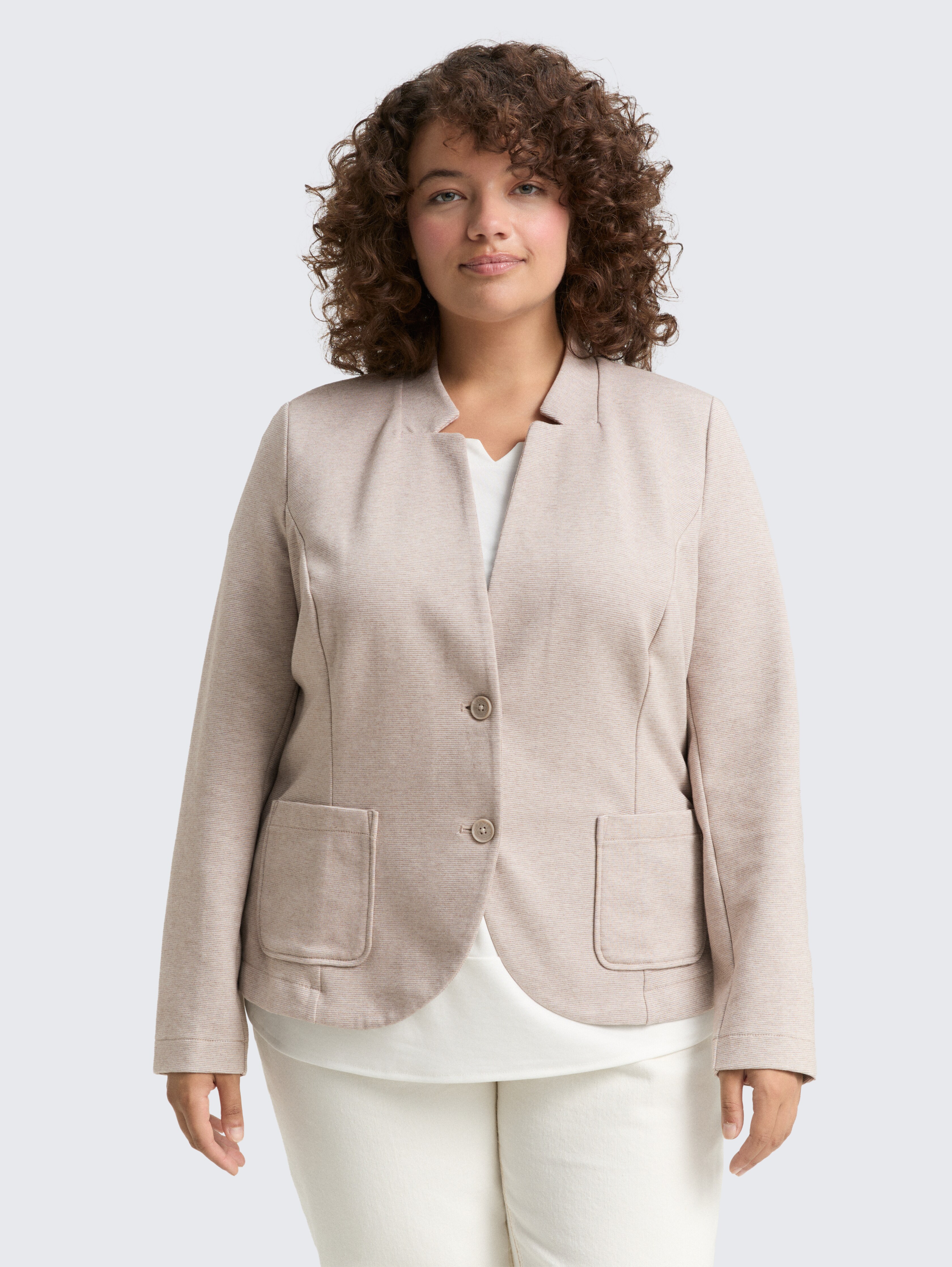 Plus Size - Fitted Blazer von Women Plus Size, soft taupe melange