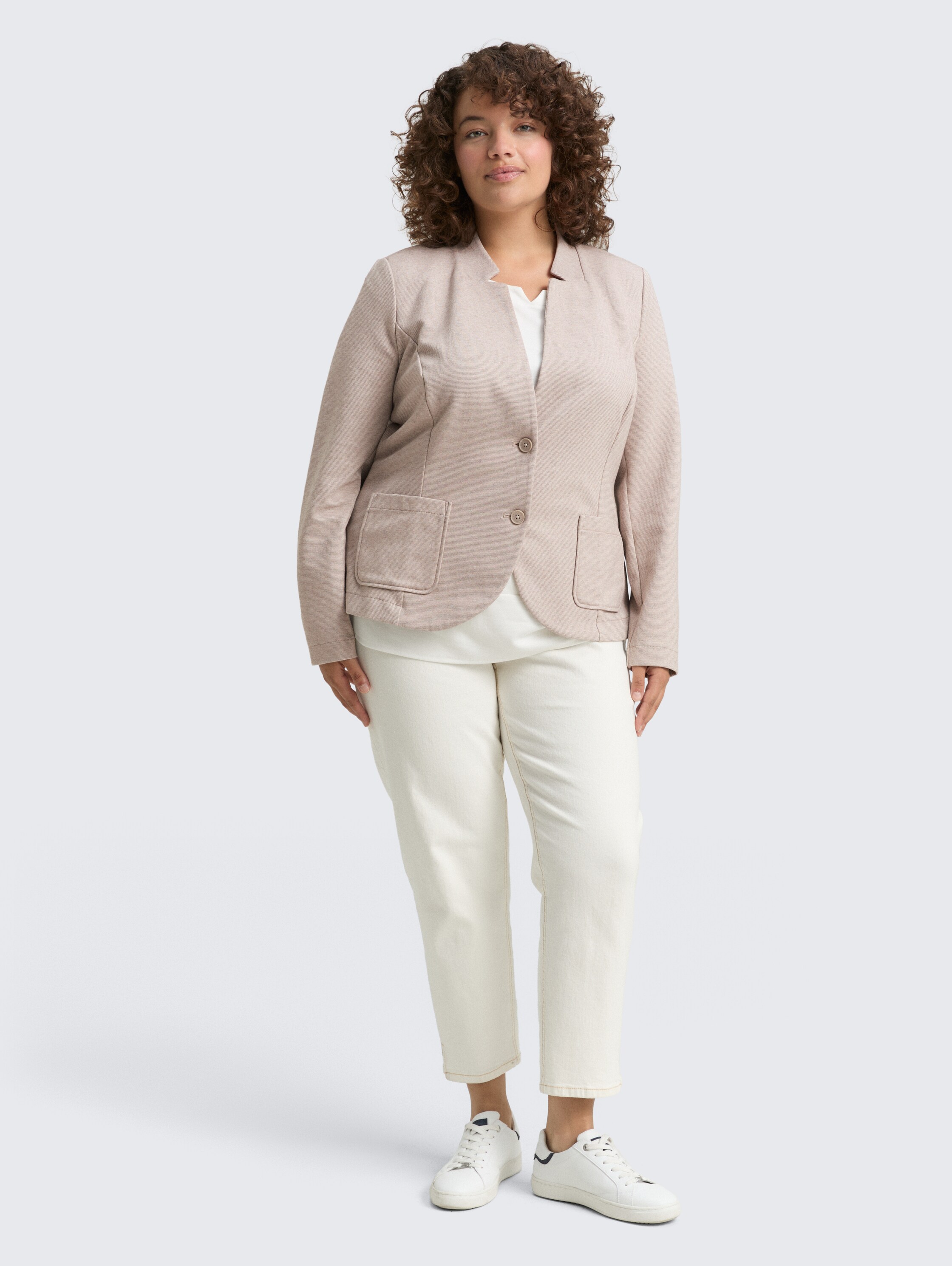 Plus Size - Fitted Blazer - soft_taupe_melange - 
