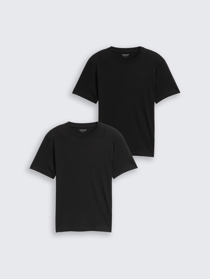 Katoenen T-shirts in een set van 2 door Men, Black