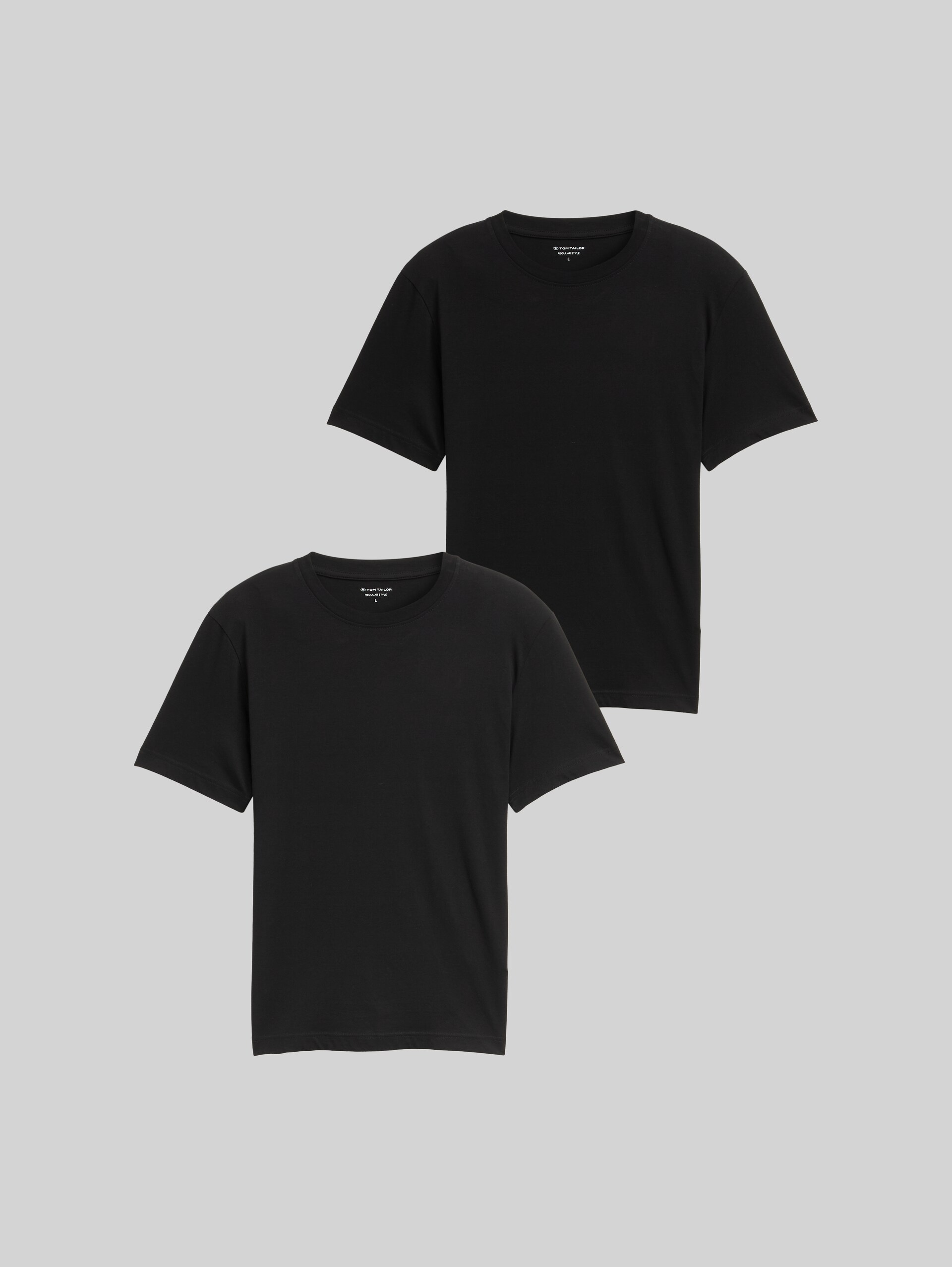 Cotton T-shirts in a 2-pack - Black - Front product view