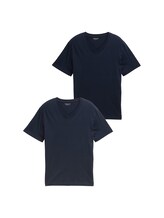 Sélectionné, T-shirts à col en V, lot de 2 par Tom Tailor, bleu