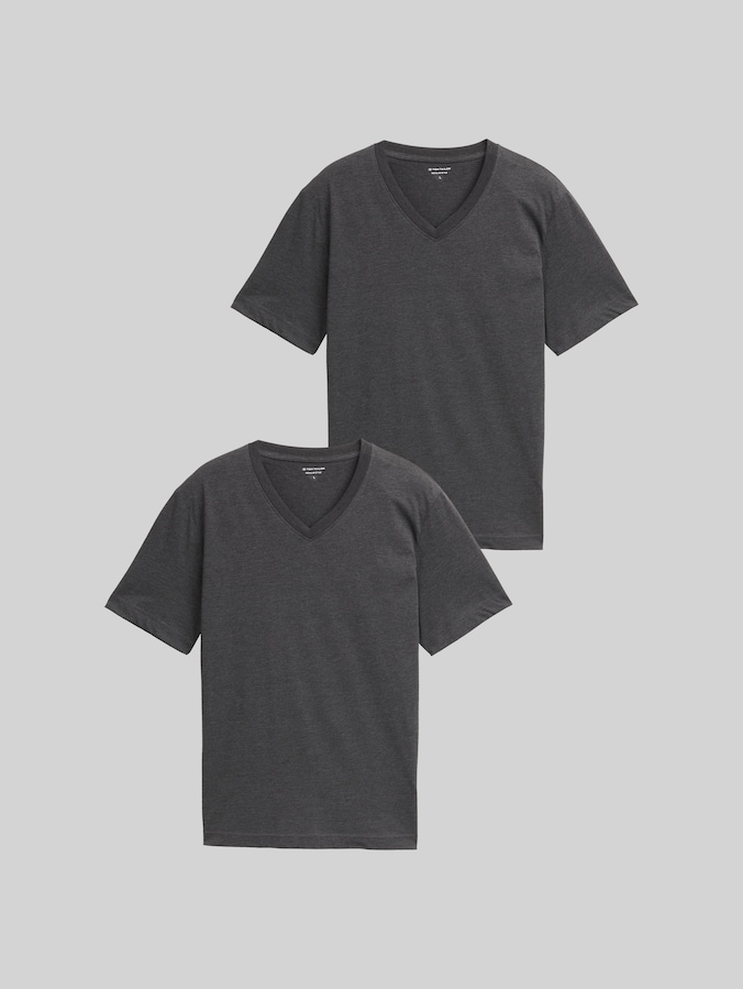 T-shirts met V-hals in een set van 2 door Men, Dark Grey Melange