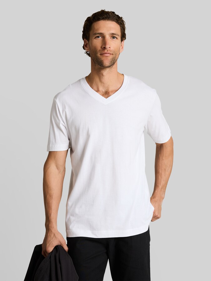 T-Shirts mit V-Ausschnitt im 2er-Pack von Men, White 2