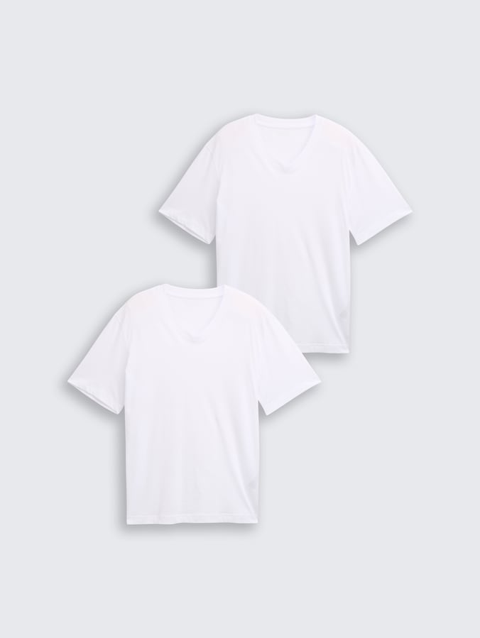 V-neck T-shirts in a pack of 2 by Men, White