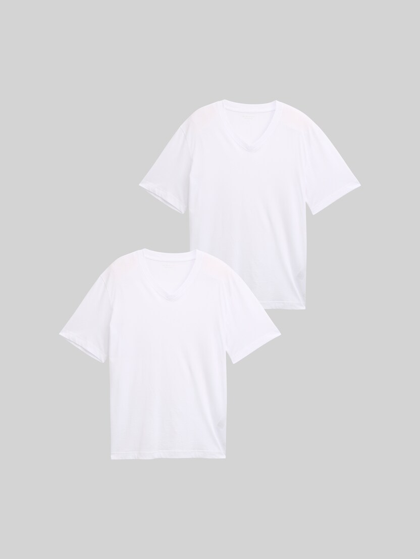 V-neck T-shirts in a pack of two by Men, White