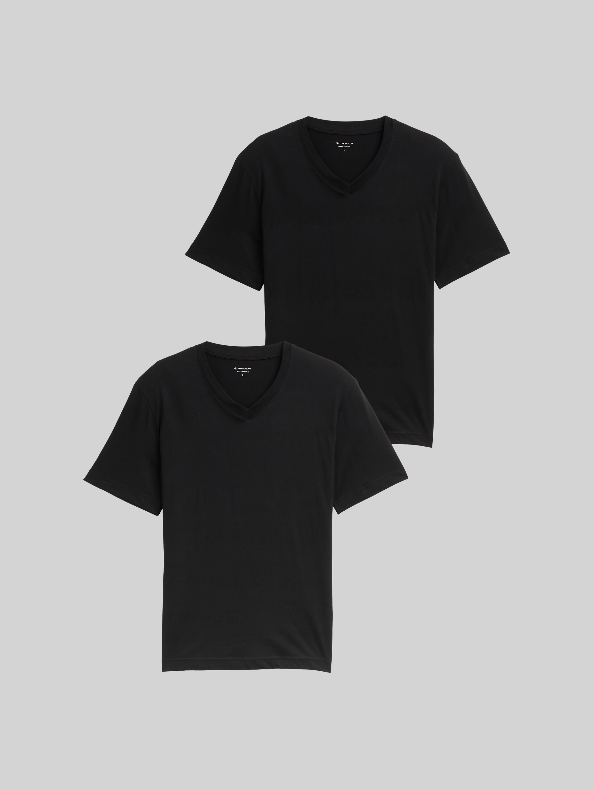 T-Shirts mit V-Ausschnitt im 2er-Pack - Black - Vorder-Produkt-Ansicht