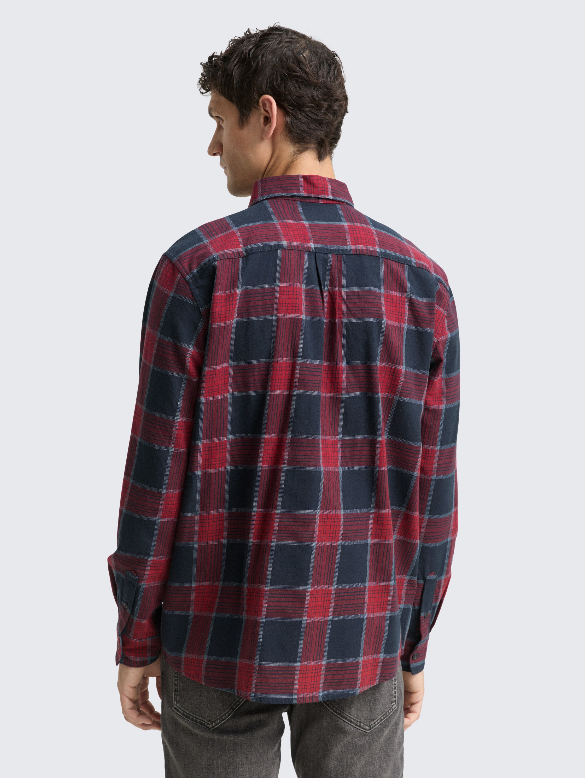 Comfort fit shirt with checked pattern - navy_red_check - 