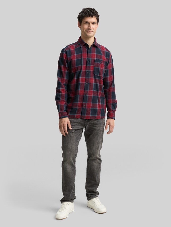 Chemise ample à carreaux par Men, navy red check