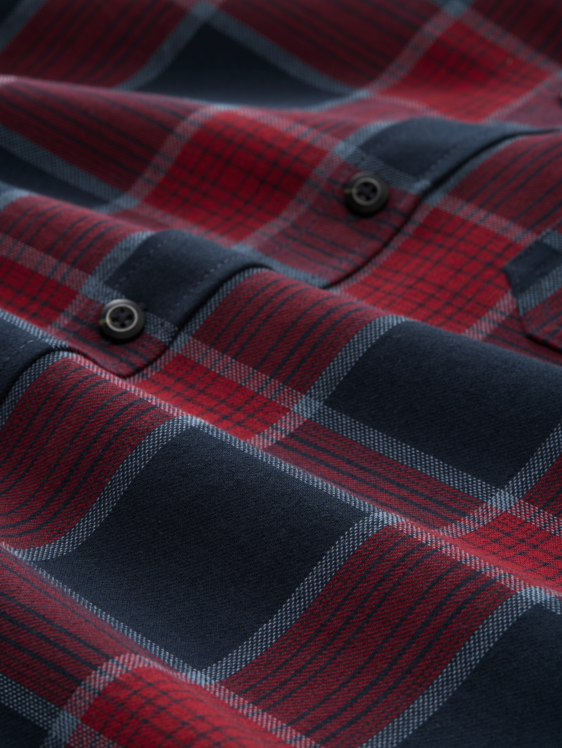 Comfort Fit Hemd mit Karomuster - navy red check - Material-Ansicht