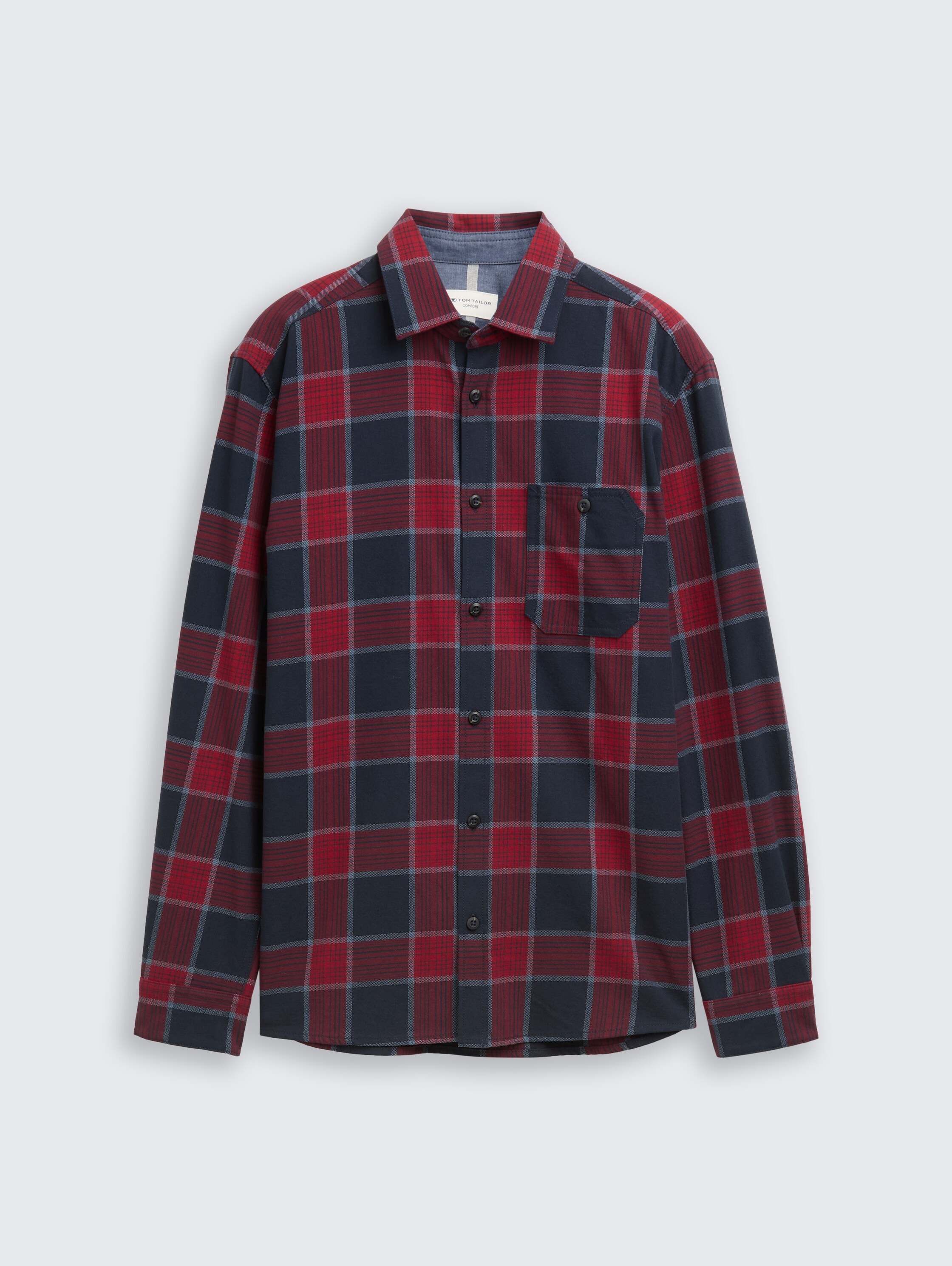 Comfort fit shirt with checked pattern - navy_red_check - 