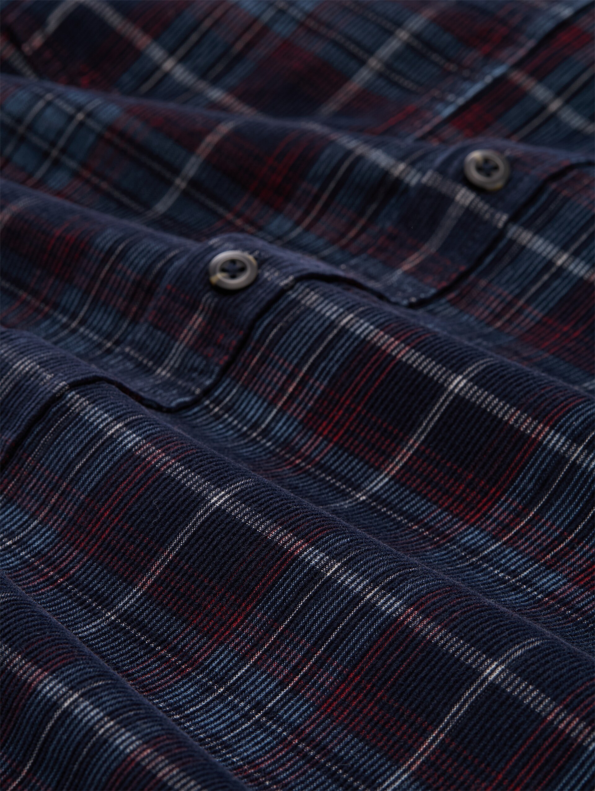 Regular Fit Cordhemd mit Karomuster - navy red cord check - Material-Ansicht