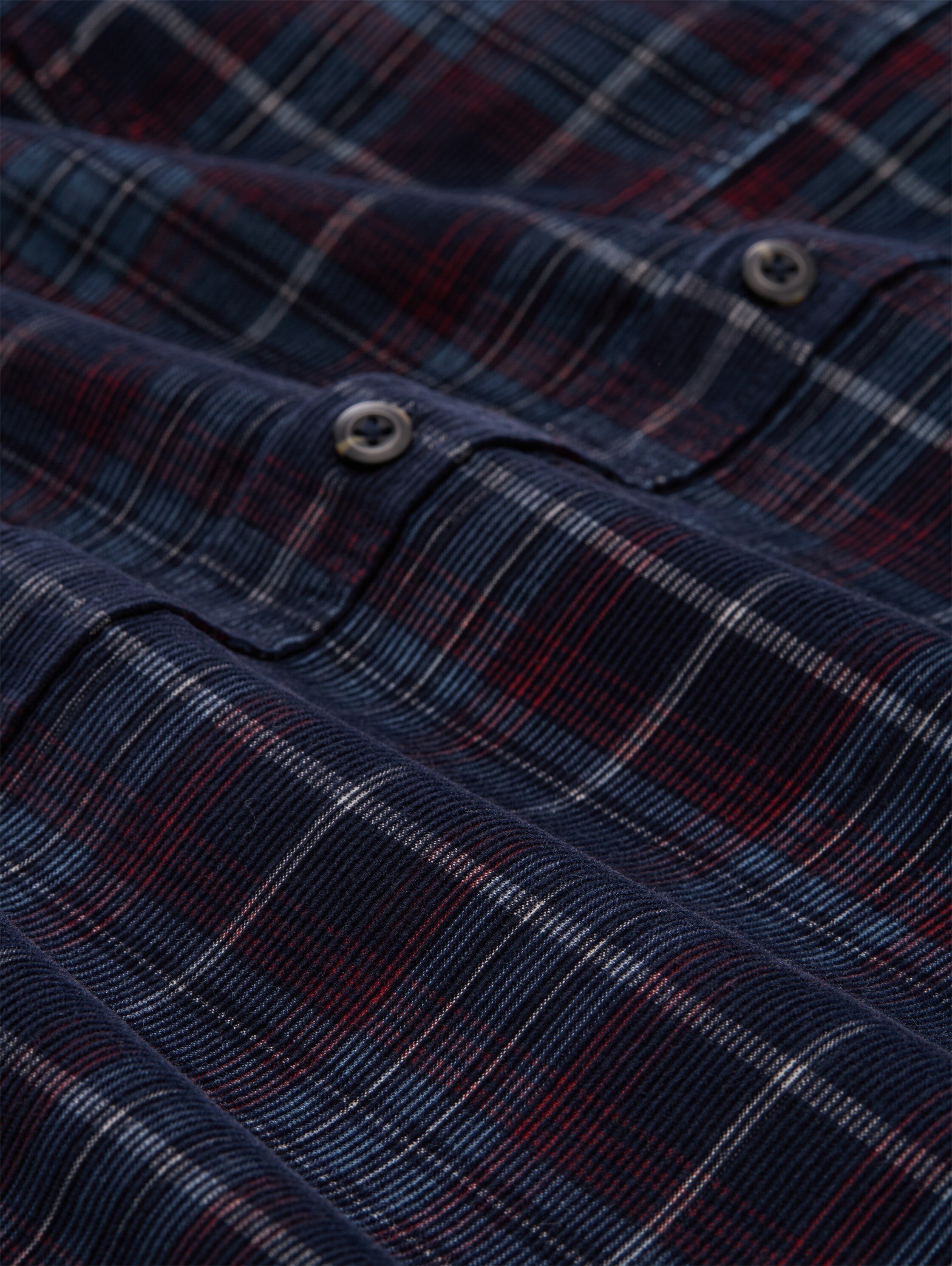 Regular fit corduroy shirt with checked pattern - navy_red_cord_check - 