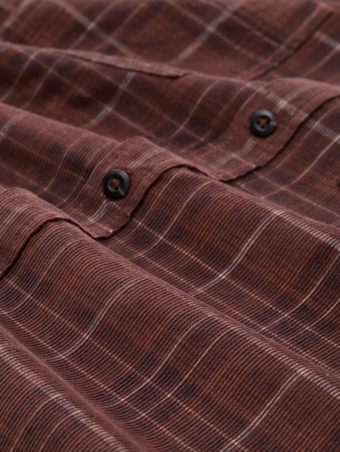 Regular Fit Cordhemd mit Karomuster - brown white cord check - Material-Ansicht