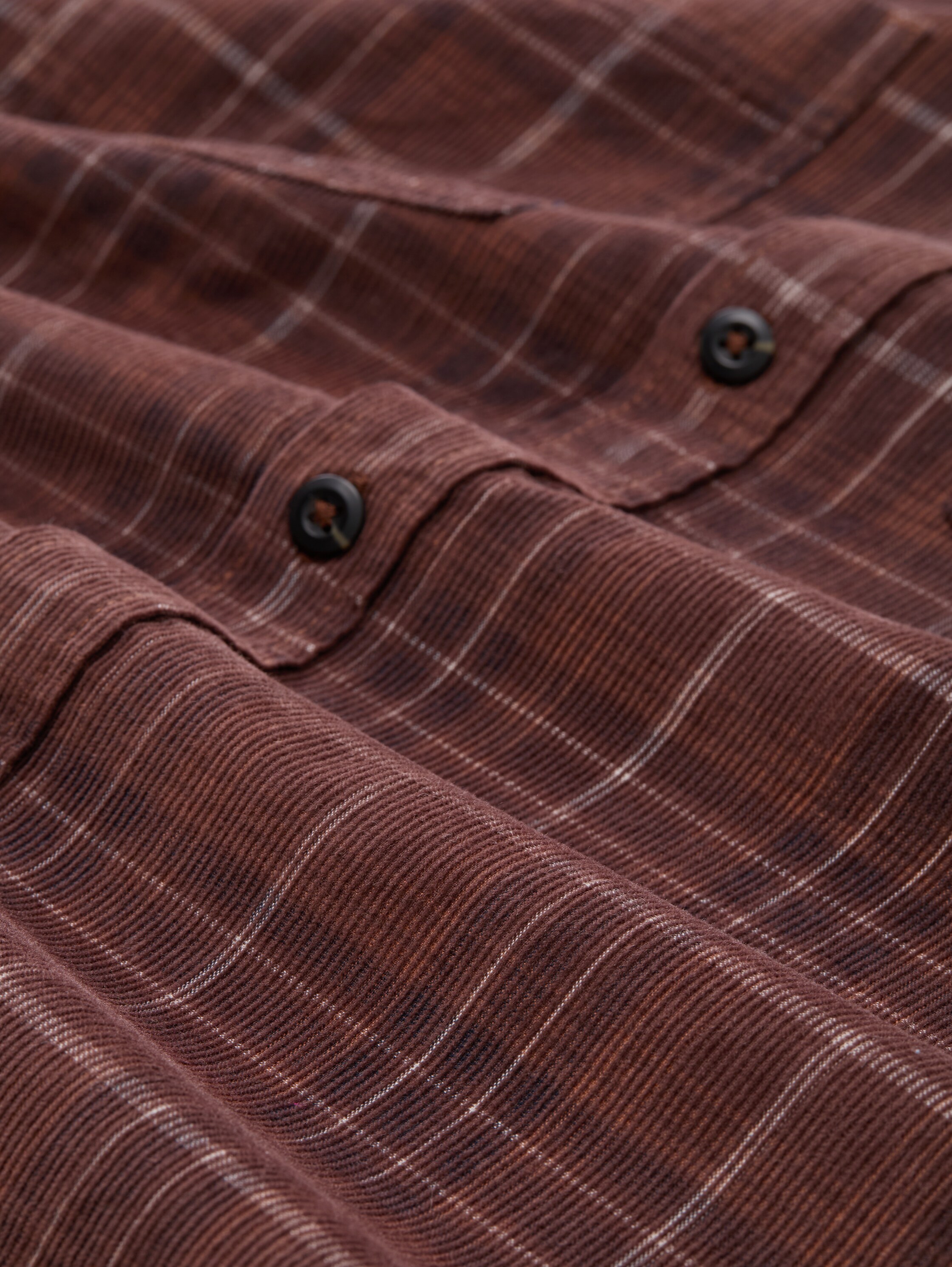 Regular Fit Cordhemd mit Karomuster - brown_white_cord_check - 