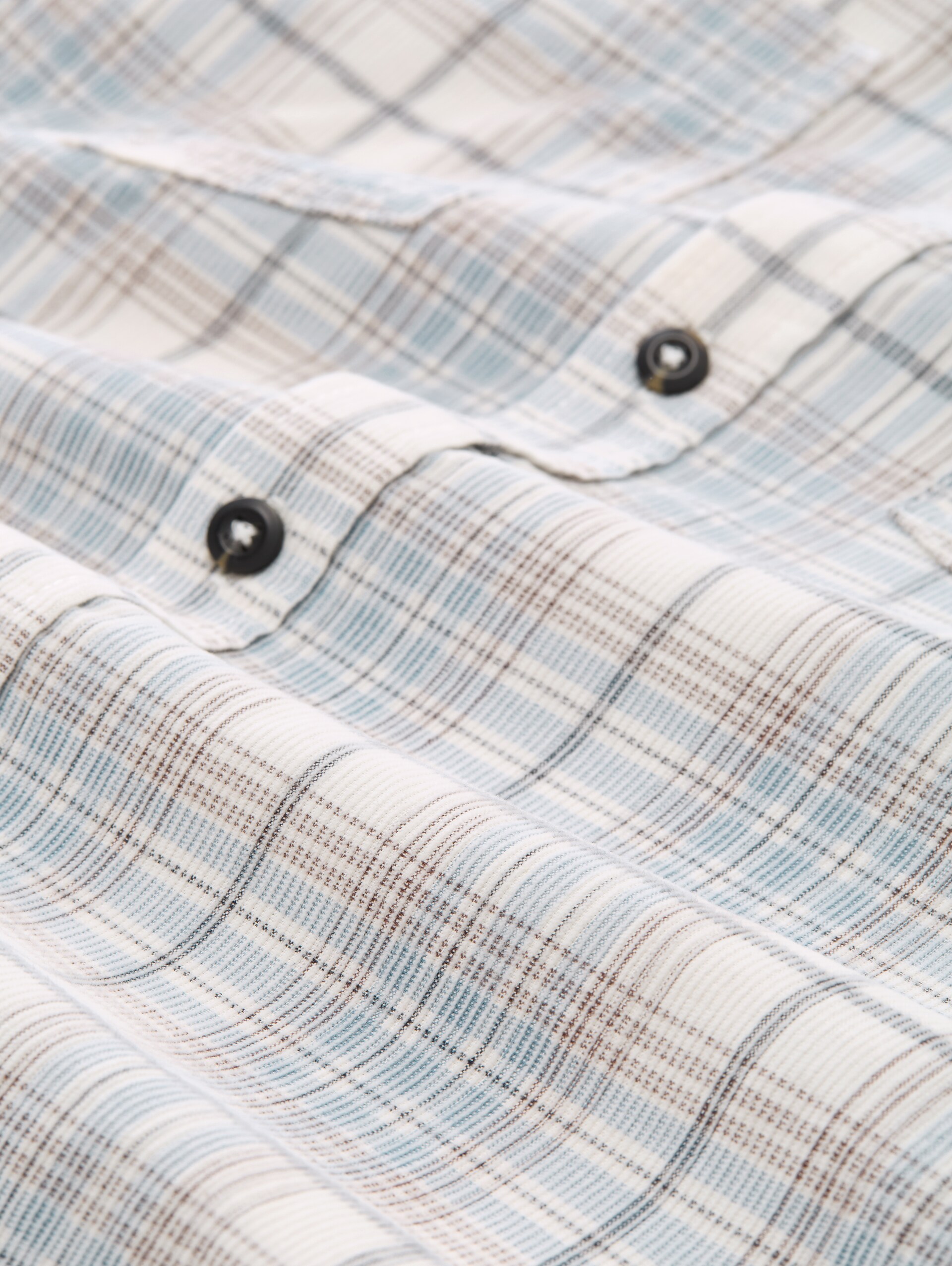 Regular Fit Cordhemd mit Karomuster - white blue cord check - Material-Ansicht