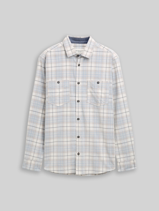 Regular Fit Cordhemd mit Karomuster von Men, white blue cord check