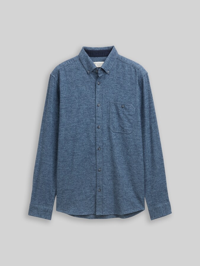 Regular fit soft-touch shirt in a melange look by Men, light blue grindle structure