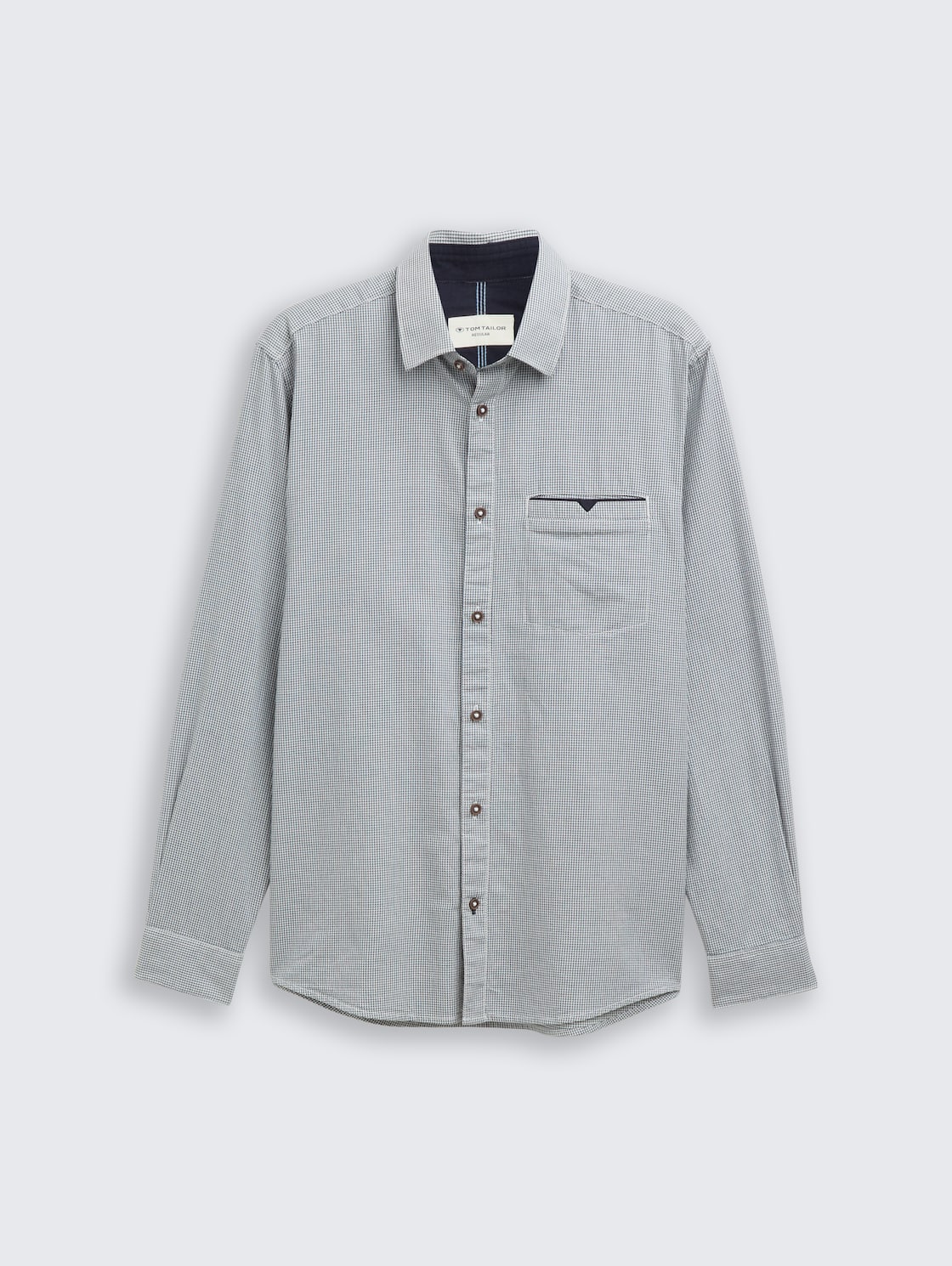 Regular Fit Hemd mit Brusttasche - blue small structure - Vorder-Produkt-Ansicht