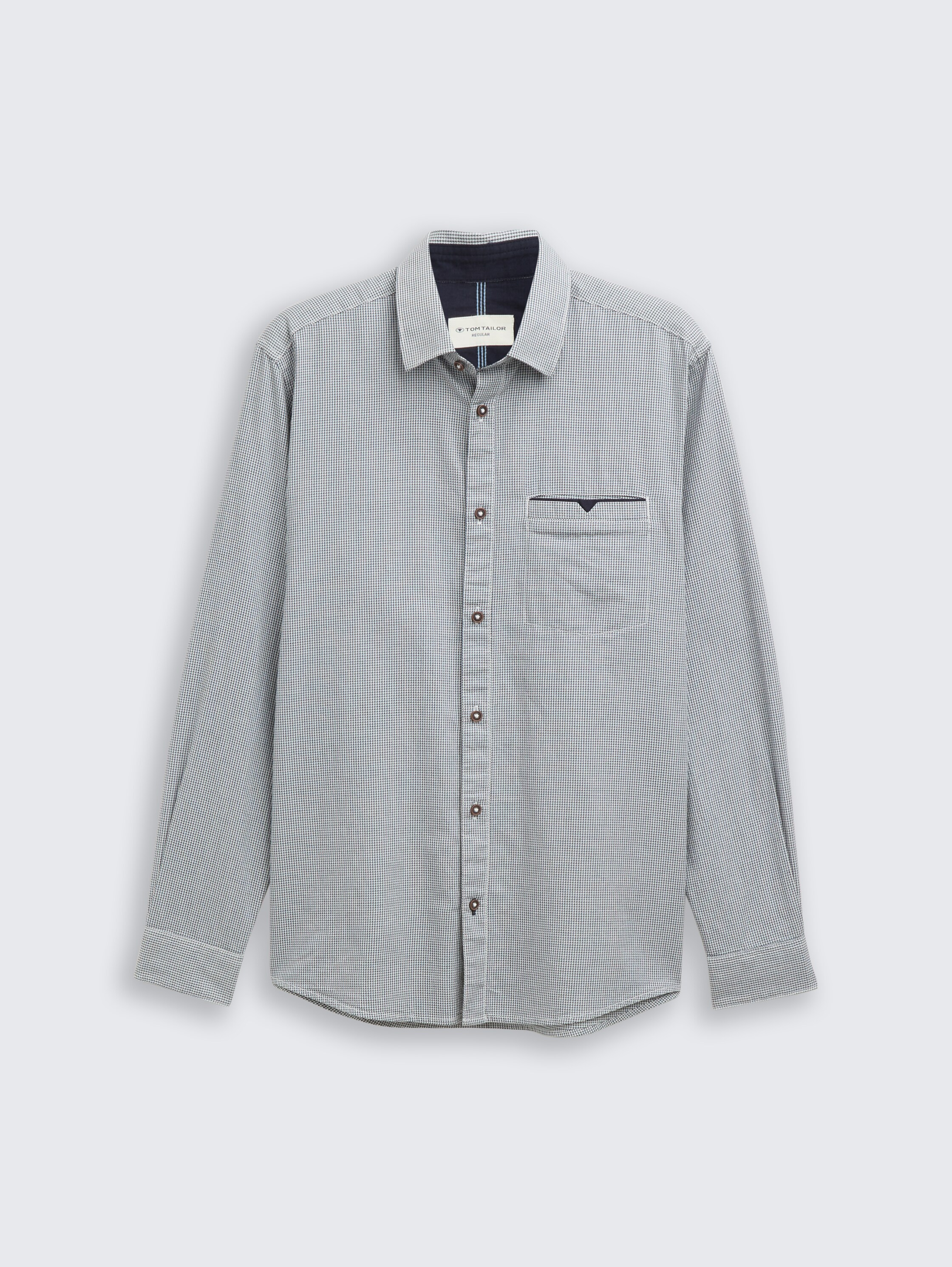 Regular fit overhemd met borstzak - blue_small_structure - 