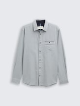 Regular fit shirt with breast pocket - blue small structure - Front product view