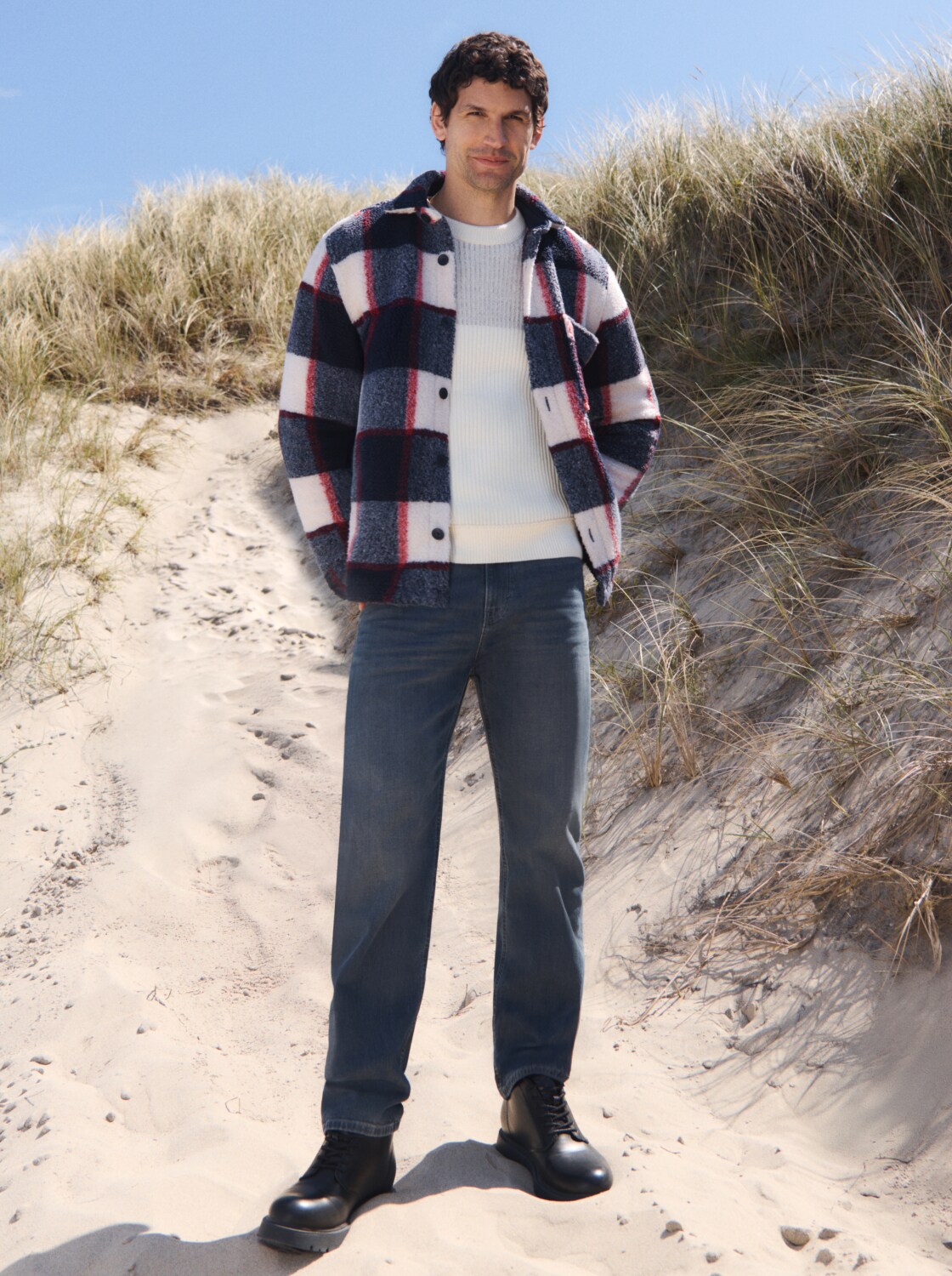 Teddy Overshirt mit Karomuster - blue big check