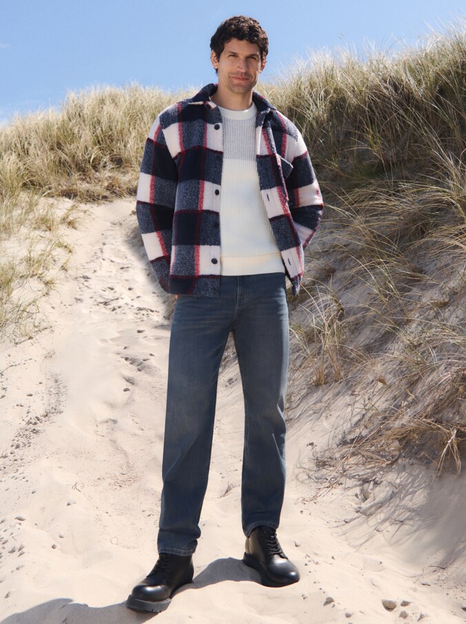 Teddy overshirt met ruitjespatroon door Men, blue big check