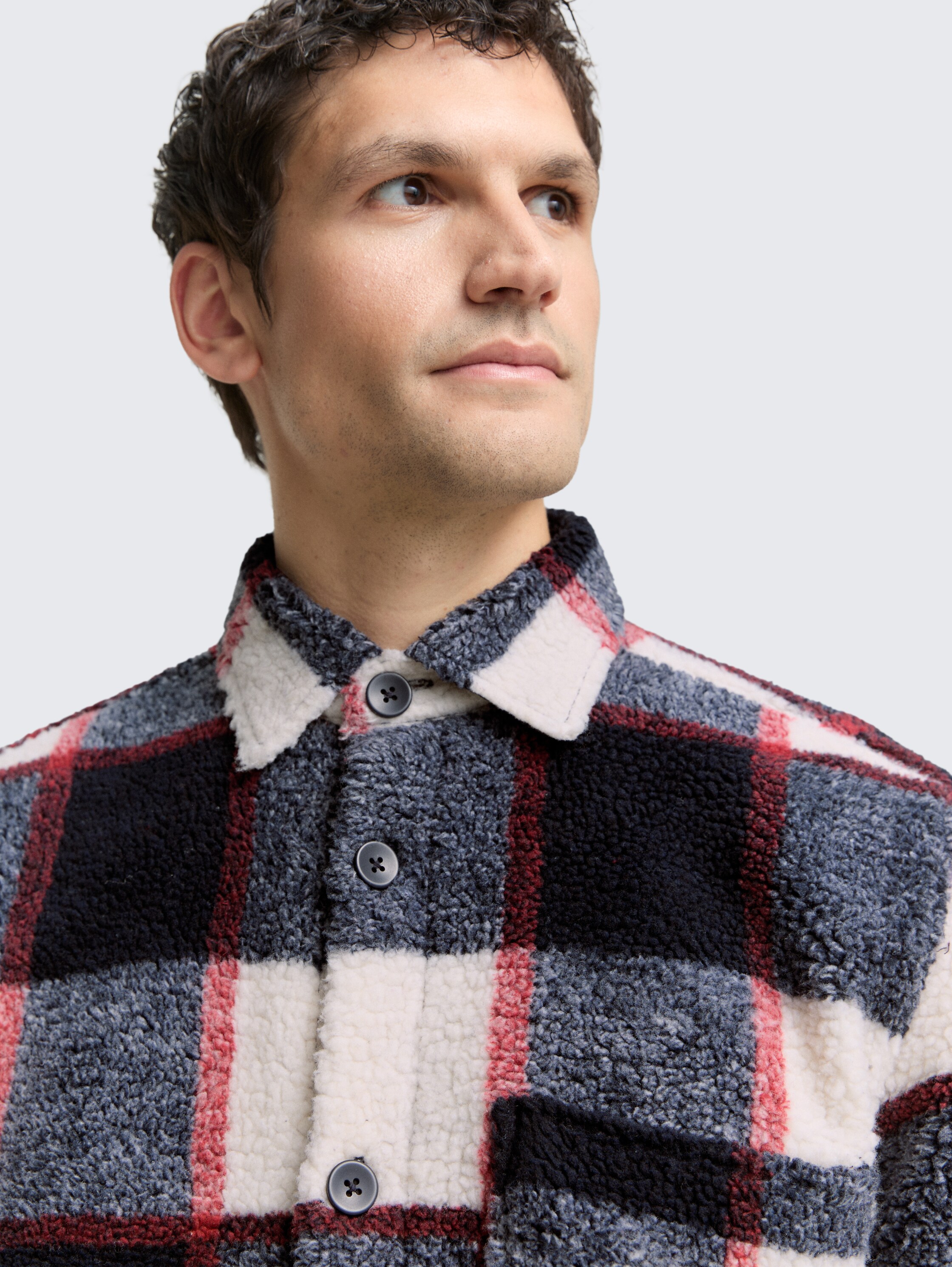 Teddy overshirt met ruitjespatroon - blue_big_check - 