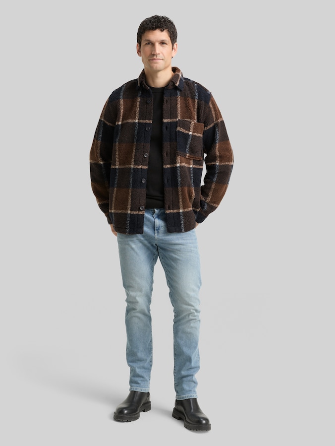 Surchemise Teddy à carreaux par Men, brown navy check