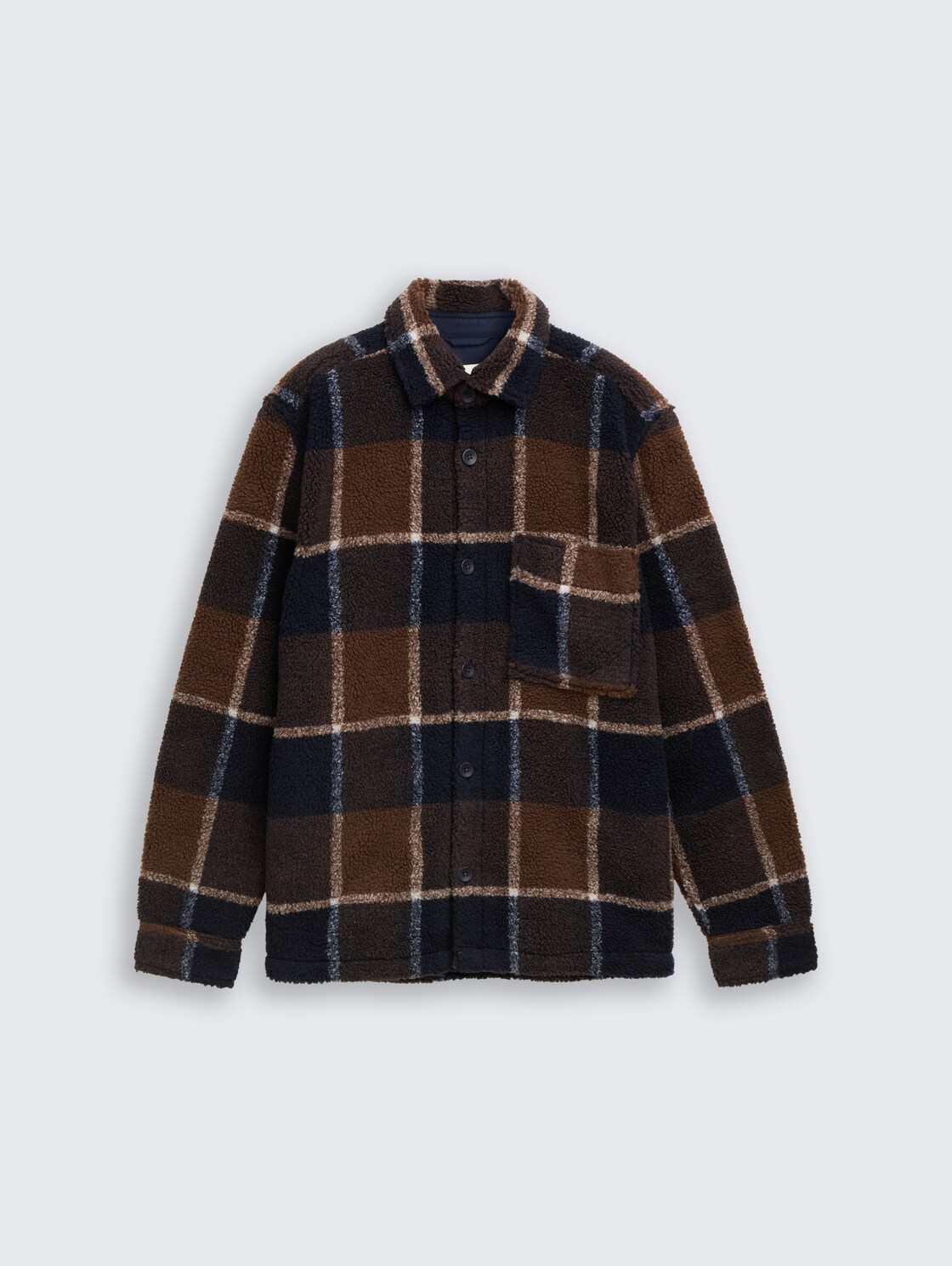 Teddy Overshirt mit Karomuster - brown navy check - Vorder-Produkt-Ansicht