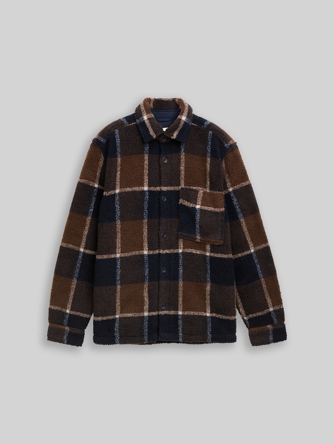 Teddy Overshirt mit Karomuster von Men, brown navy check